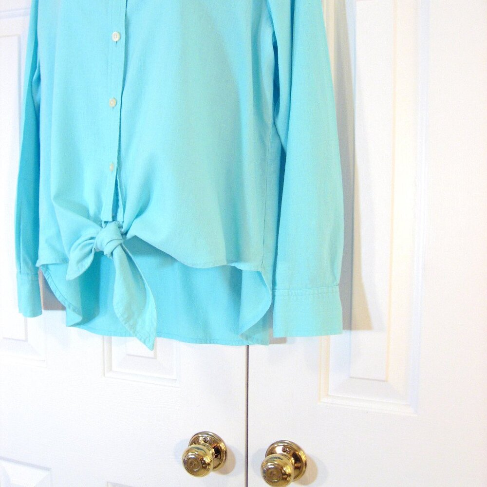 LOFT | Linen Blend Tie Front Shirt - Picture 6 of 10